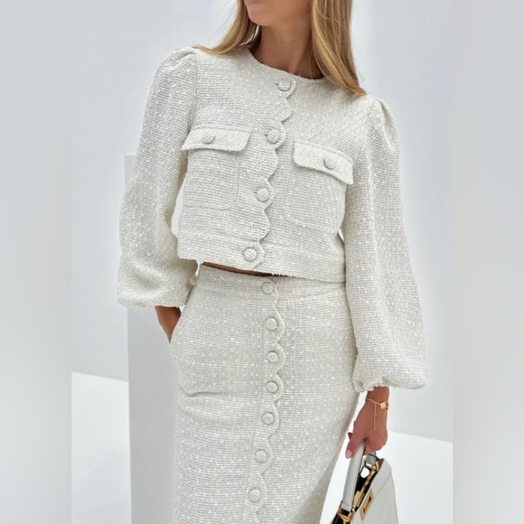 Vita grace Adriana Scallop Button Skirt | Ivory size S - Picture 3 of 12